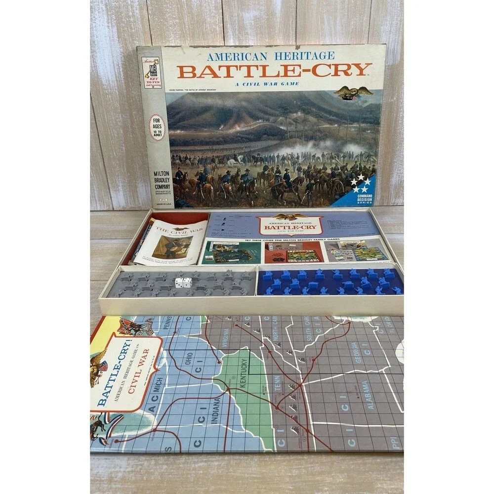 American Heritage Battle-Cry A Civil War Board Game #4115 MB 1962 Complete